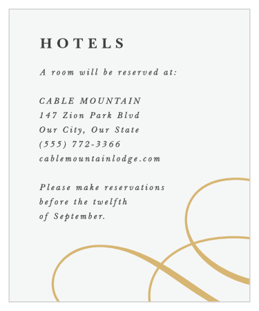 Let out-of-town family and friends know the best place to stay in town with our Old World Swirls Accommodation Cards.