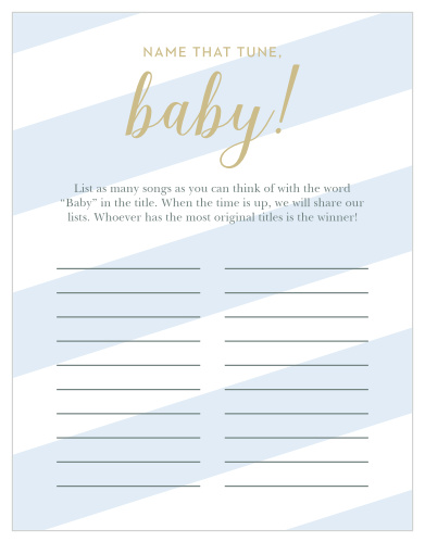 Scramble to think of the most original song titles with our simple, but hilarious, Stunning Stripes Baby Song Contest.