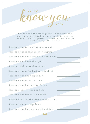 Turn conversation into a friendly competition with our gorgeous Stunning Stripes Get to Know You Game.