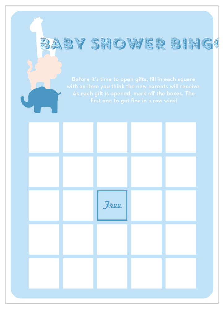 Safari Soiree Baby Shower Bingo
