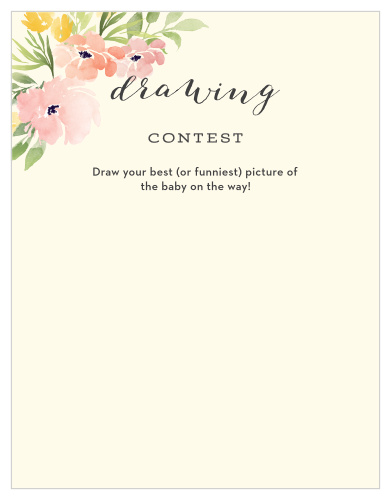 Give your guests the opportunity to provide a snapshot of your newborn in hilarious or heartfelt sketches with our Pretty Poppies Baby Drawing Contest!