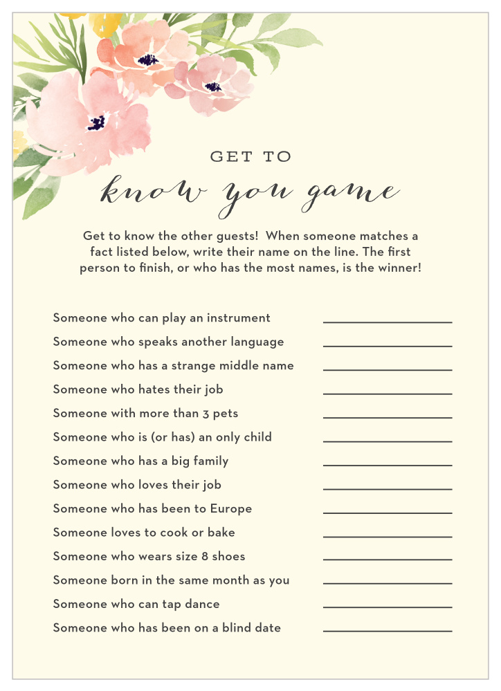 Pretty Poppies Get to Know You Game