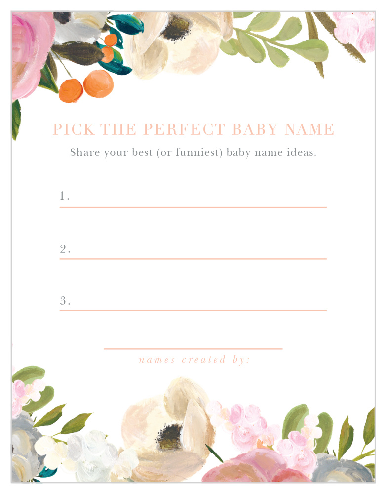Gouache Blooms Baby Name Contest