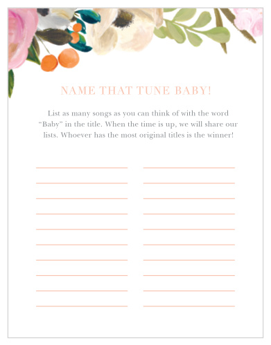 Scramble to think of the most original song titles with our simple, but hilarious, Gouache Blooms Baby Song Contest.