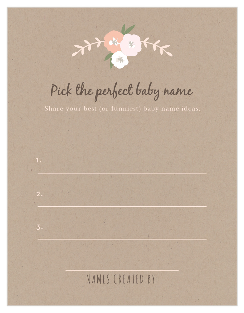 Floral Kraft Baby Name Contest