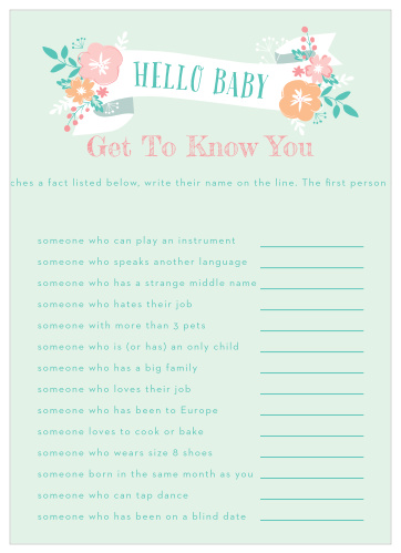 Turn conversation into a friendly competition with our gorgeous Hello Baby Get to Know You Game.