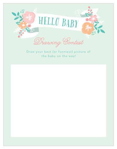 Give your guests the opportunity to provide a snapshot of your newborn in hilarious or heartfelt sketches with our Hello Baby Baby Drawing Contest!