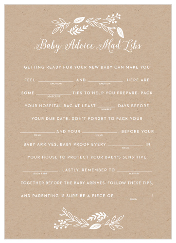 Our Petit Jardin Baby Shower Mad Libs is a perfect fit for your elegant baby shower.