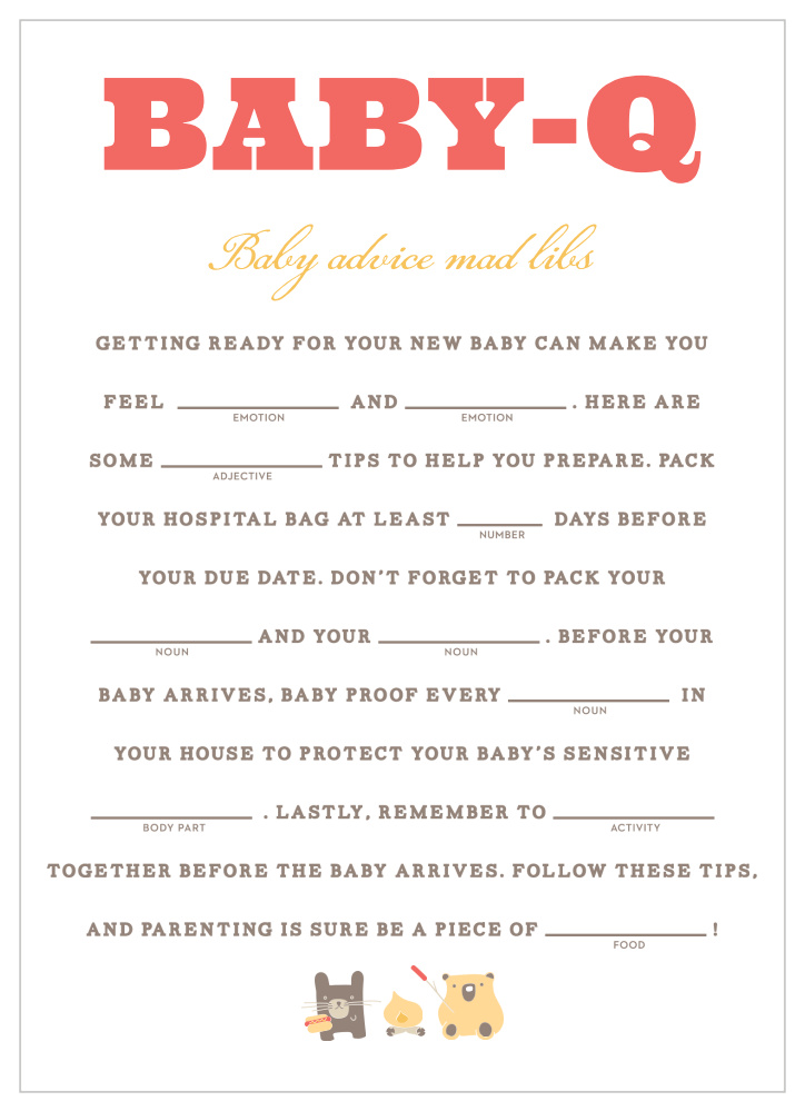 Cozy Cookout Baby Shower Mad Libs