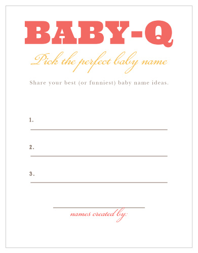 Our illustrated Cozy Cookout Baby Name Contest is a perfect game for a coed baby shower BBQ.
