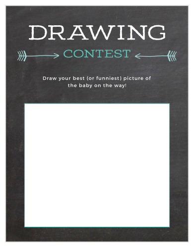 Give your guests the opportunity to draw a snapshot of your newborn in hilarious or heartfelt sketches with our Baby Chalk Baby Drawing Contest game.