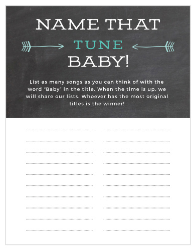Our Baby Chalk Baby Song Contest will have your guests scrambling for baby related song ideas.