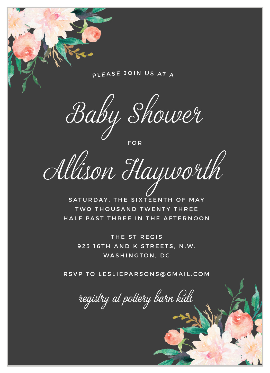 Lovely Blossoms Baby Shower Invitations
