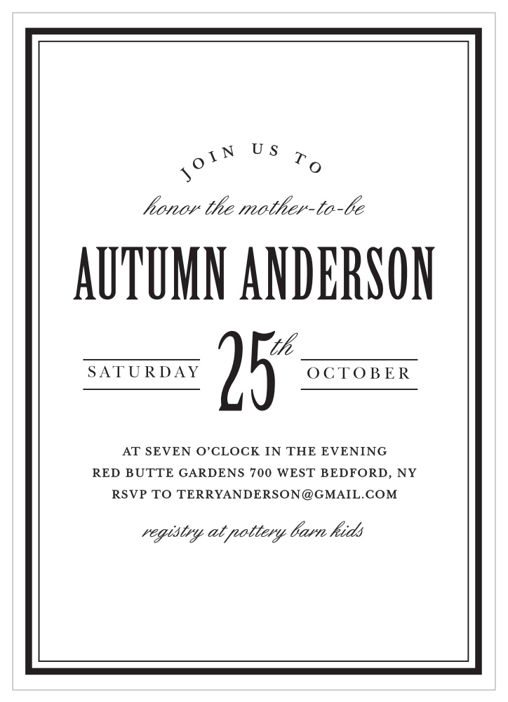 Antique Typography Baby Shower Invitations