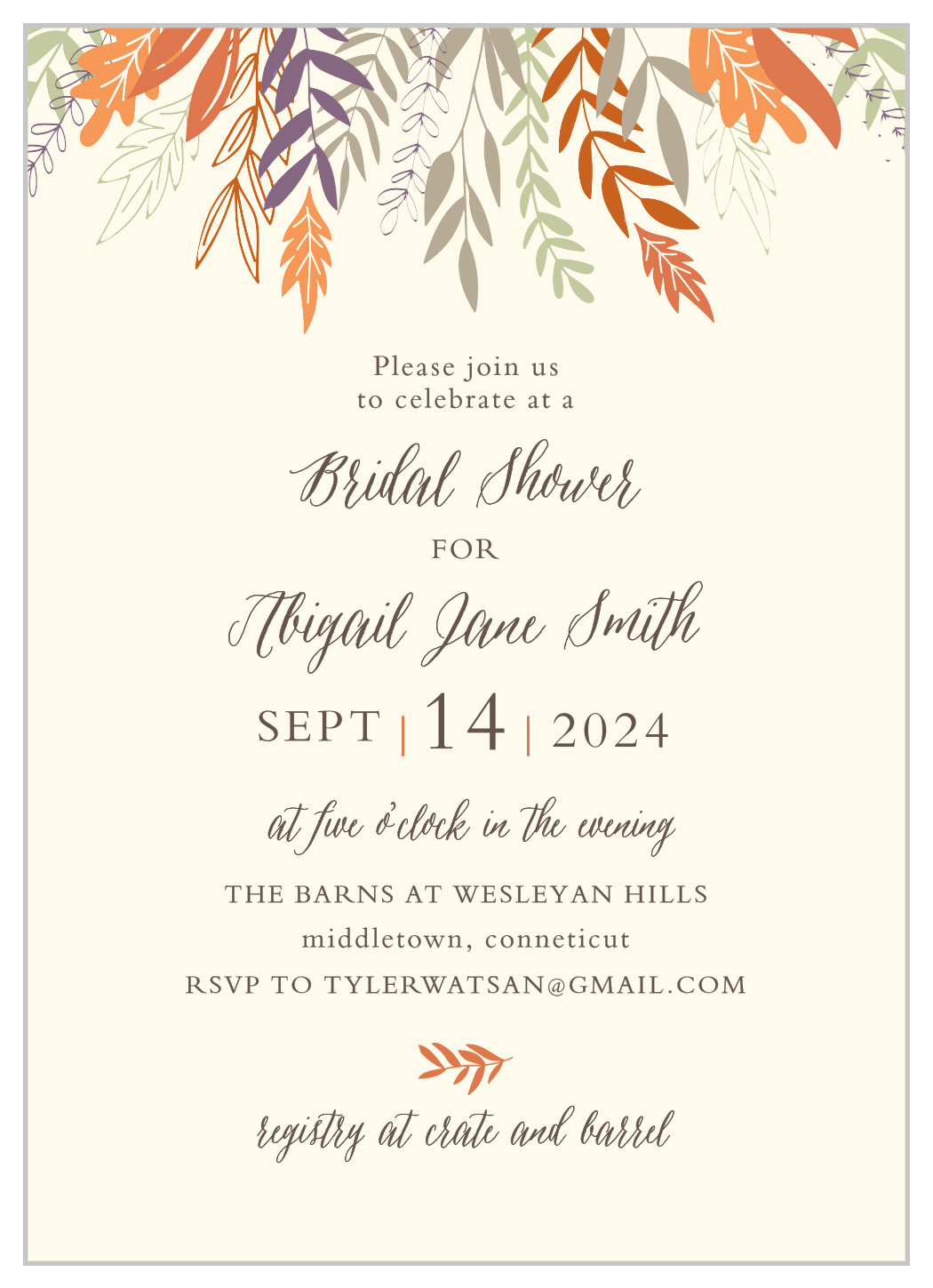 Leaf Harvest Bridal Shower Invitations