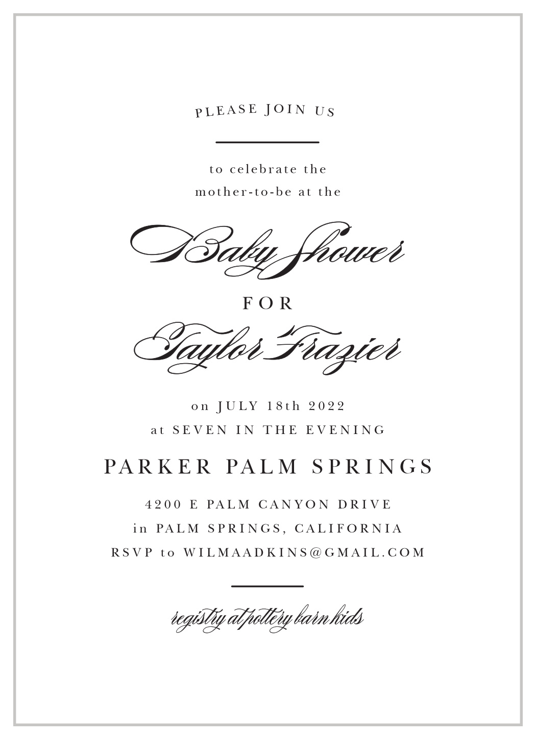 Simple Contrast Baby Shower Invitations