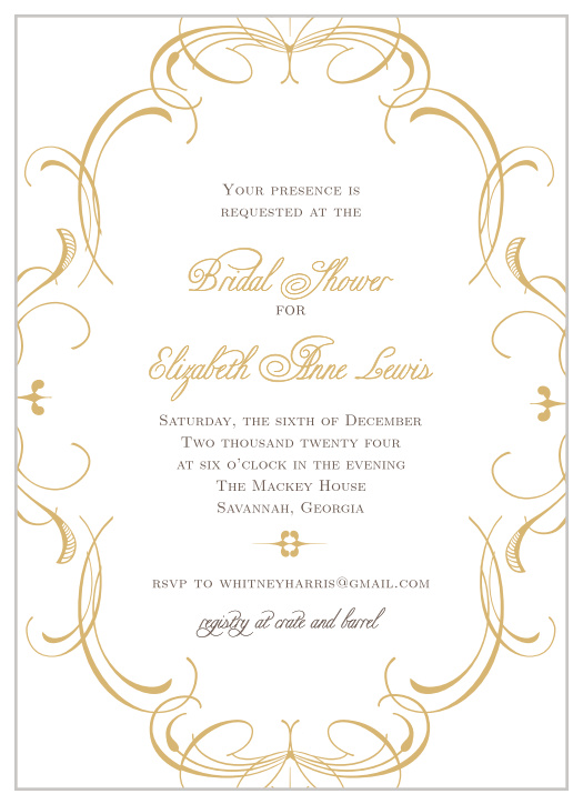 Enjoy the company of your friends and family when you use our Charming Flourish Bridal Shower Invitations to invite them.