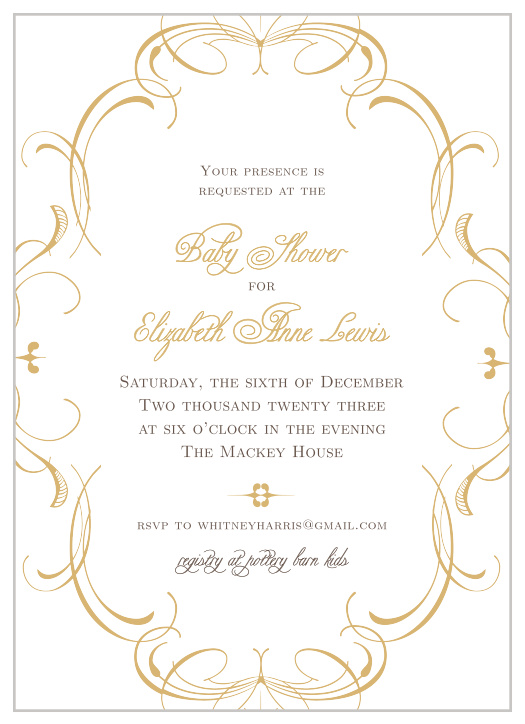Enjoy the company of your friends and family when you use our Charming Flourish Baby Shower Invitations to invite them. 