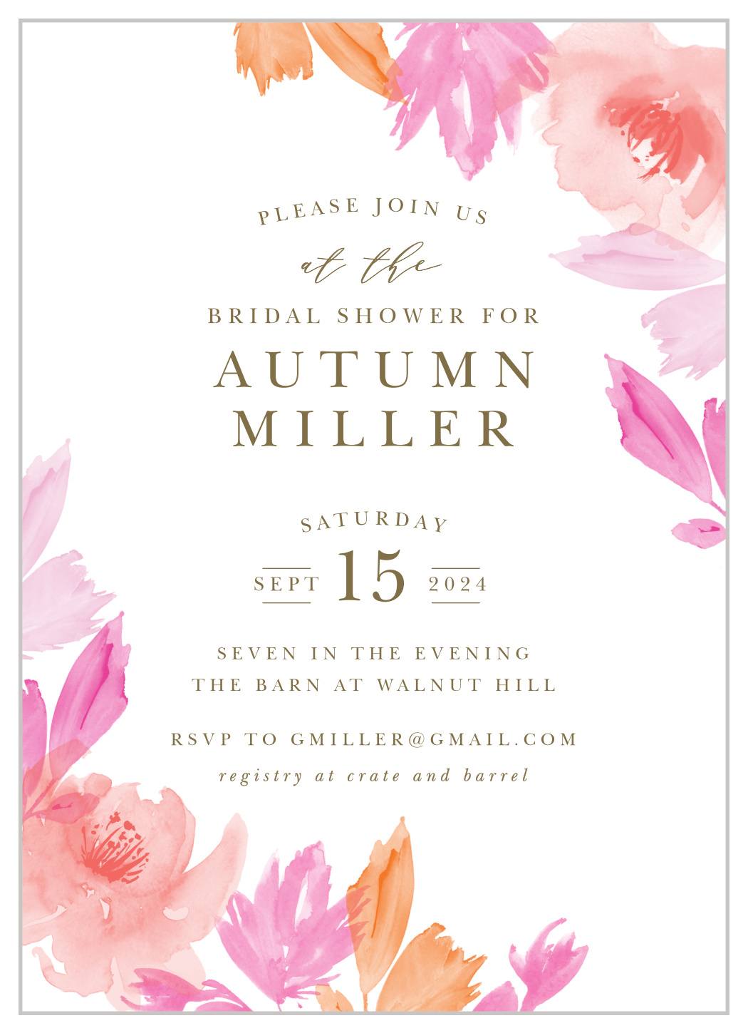 Airbrushed Floral Bridal Shower Invitations
