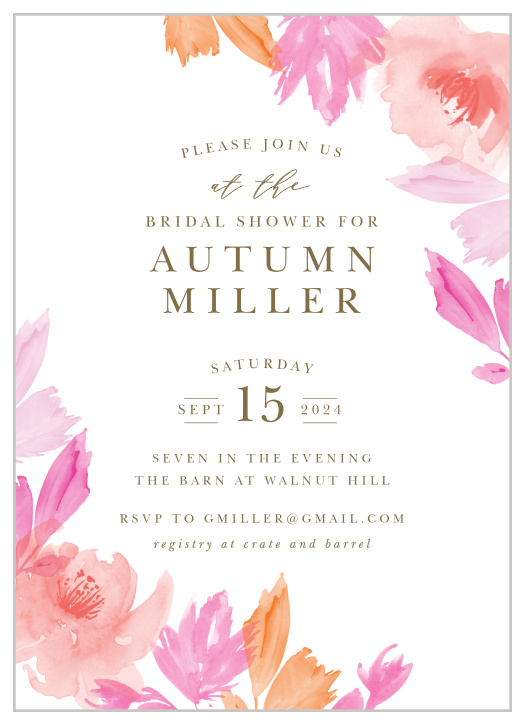 Simple Modern Hot Pink Bridal Shower Invitations