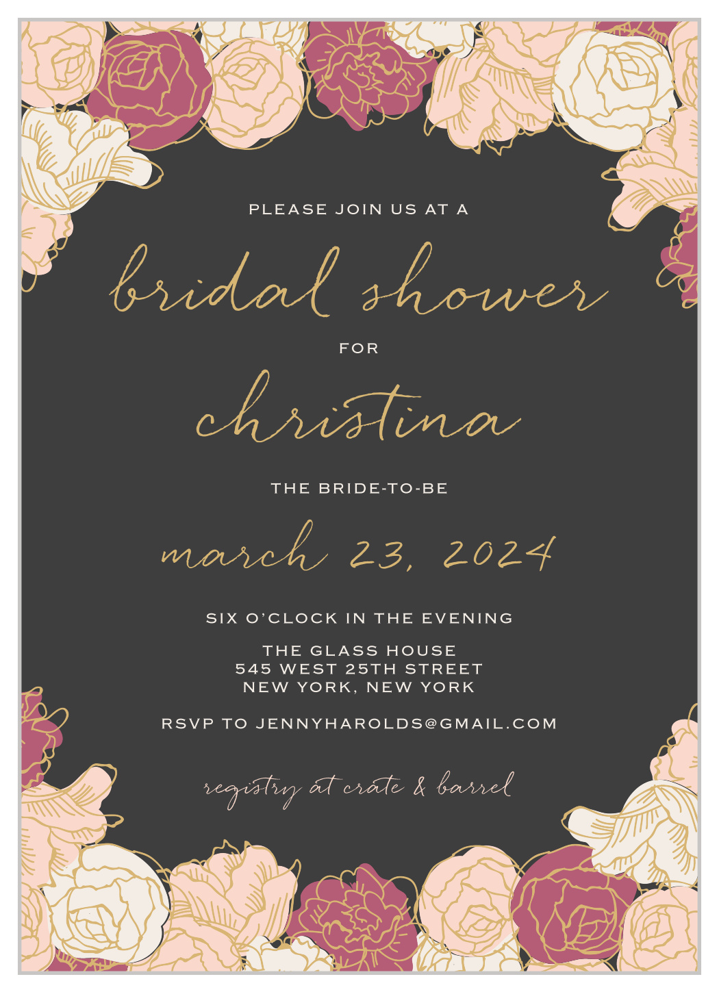 Shining Blooms Bridal Shower Invitations