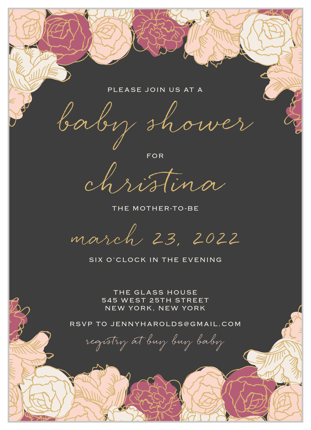 Shining Blooms Baby Shower Invitations