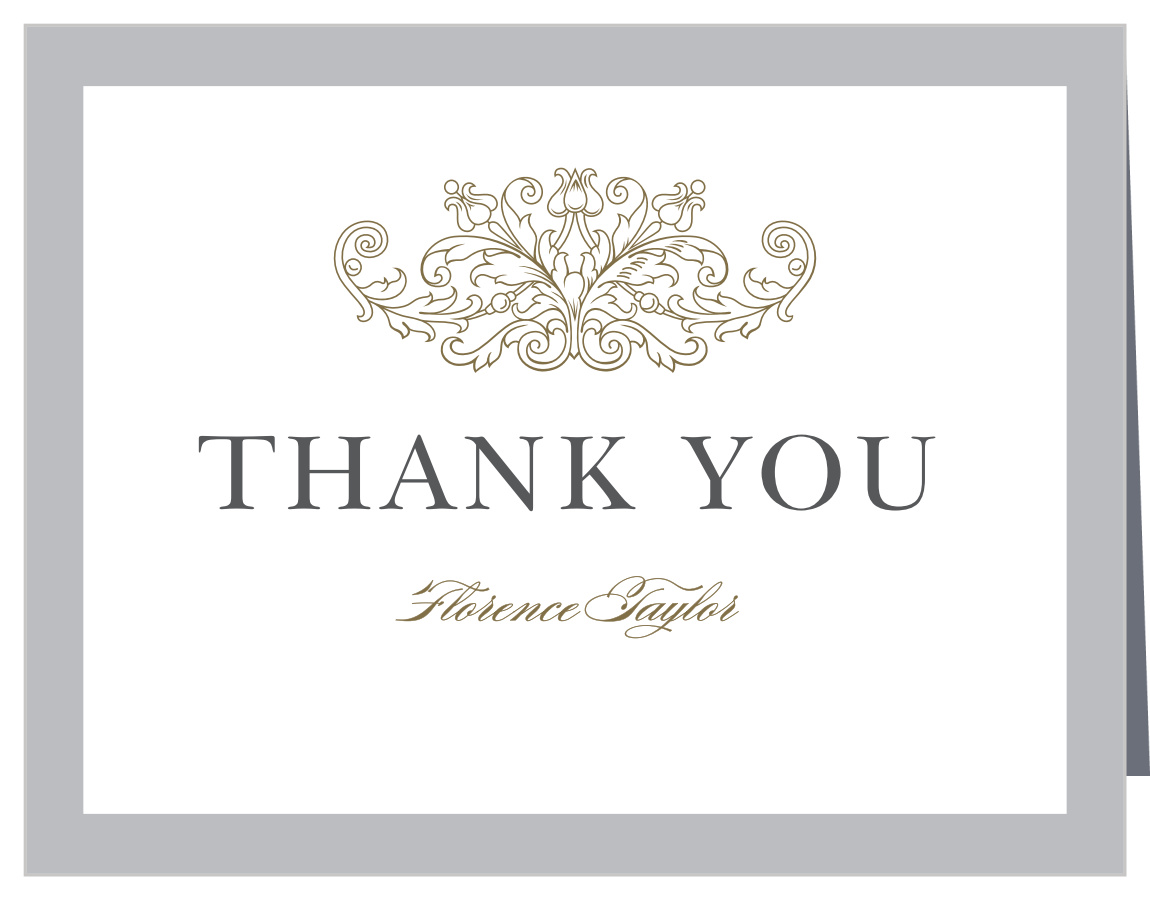 Simple Damask Bridal Shower Thank You Cards