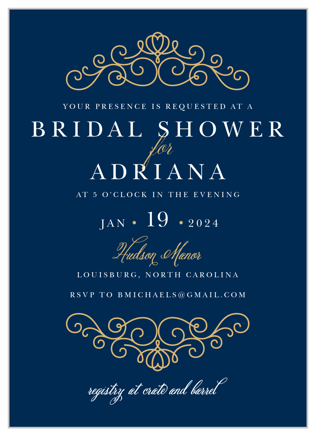 Royal Frame Bridal Shower Invitations