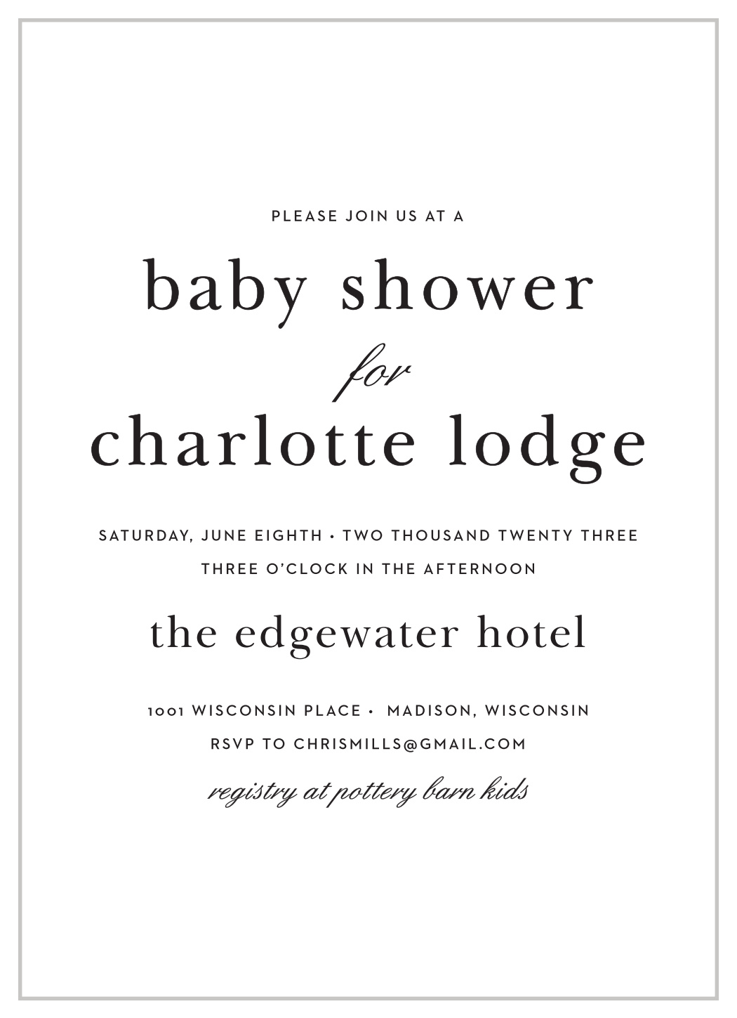 Modern Typography Baby Shower Invitations
