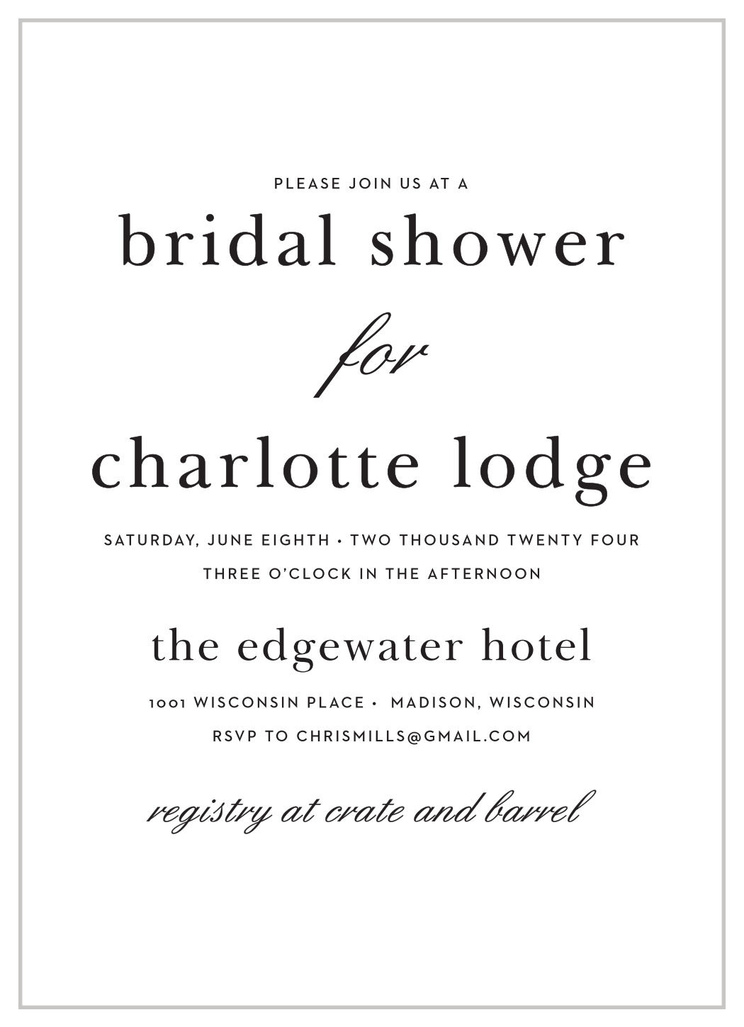Modern Typography Bridal Shower Invitations