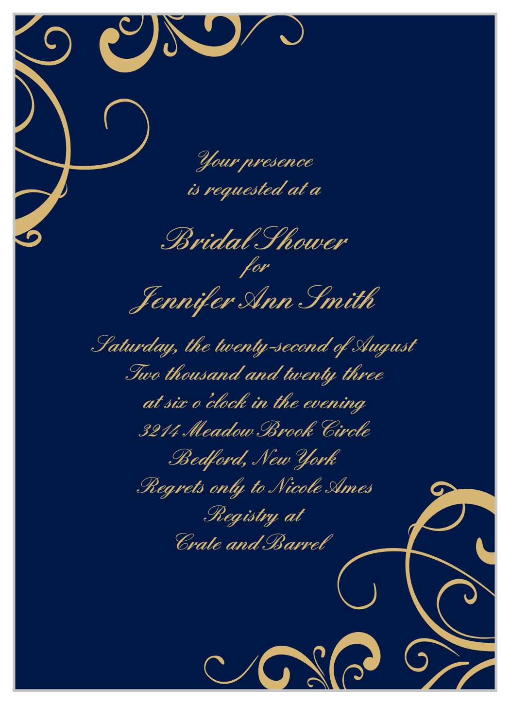 Artful Swirls Bridal Shower Invitations