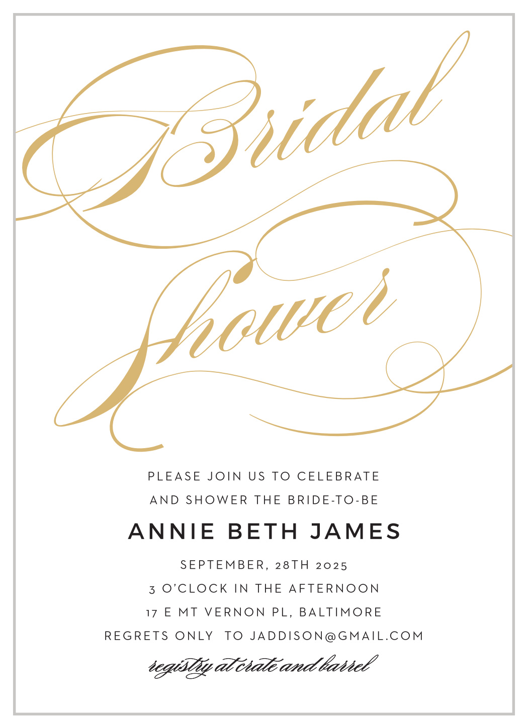 Shining Simplicity Bridal Shower Invitations