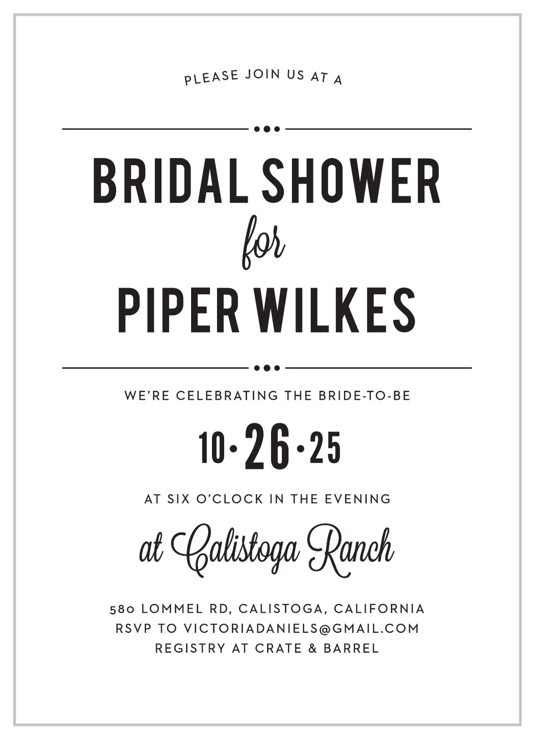 Printed Playbill Bridal Shower Invitations