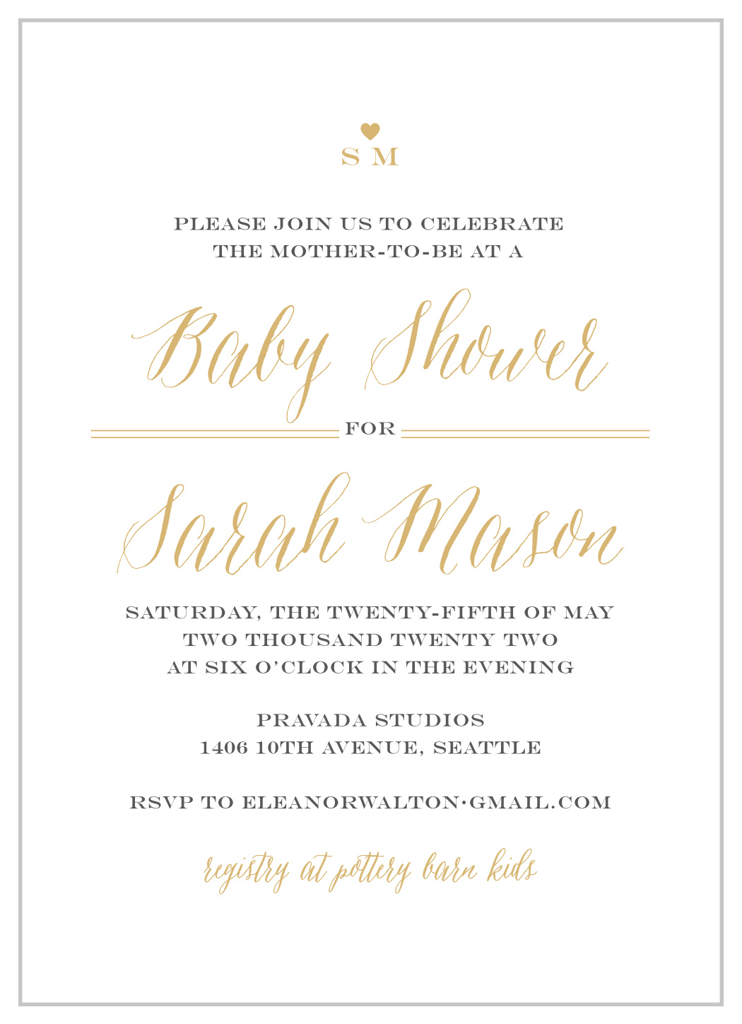 Simple Chic Baby Shower Invitations