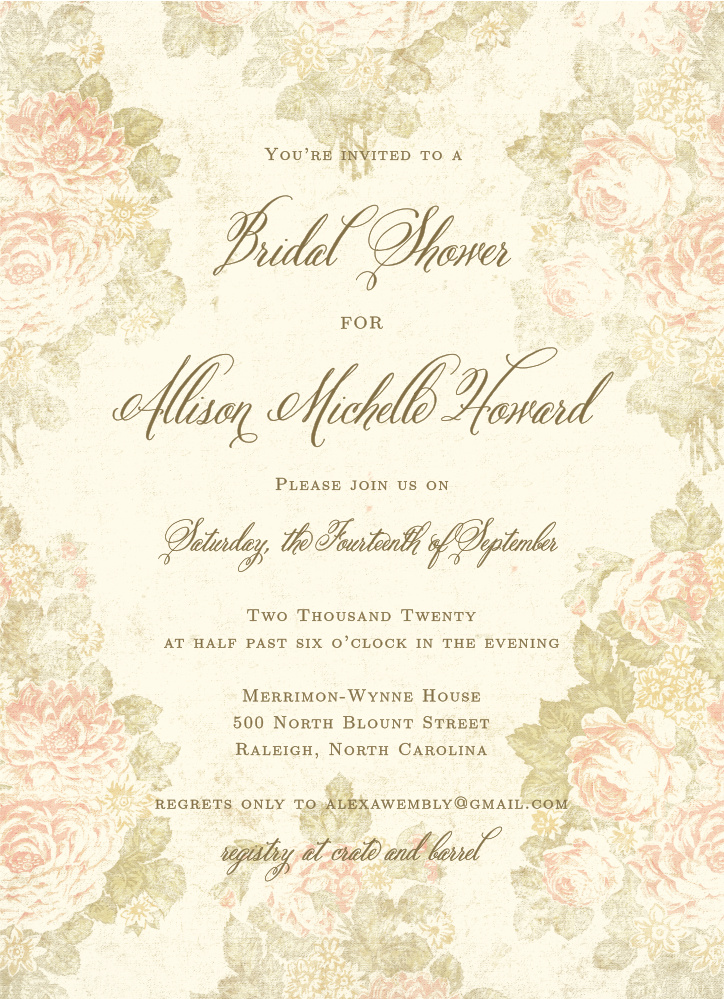 Stained Florals Bridal Shower Invitations