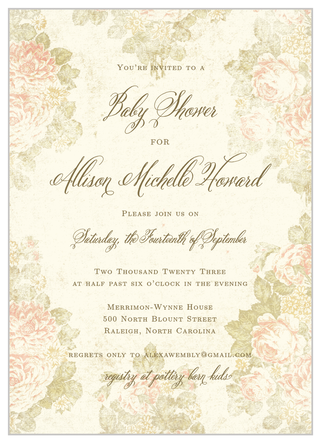 Stained Florals Baby Shower Invitations