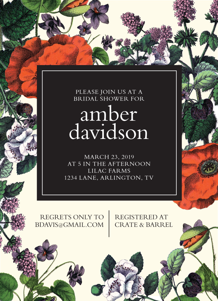 Classic Botanical Bridal Shower Invitations by Basic Invite