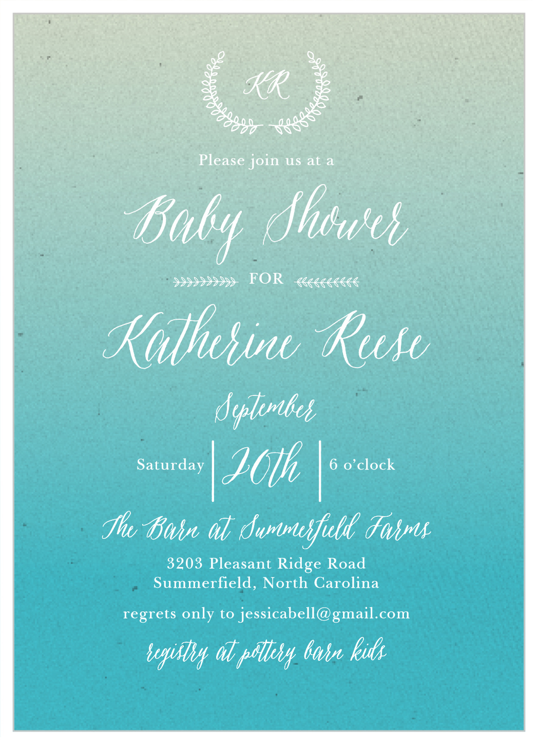 Subtle Ombre Baby Shower Invitations
