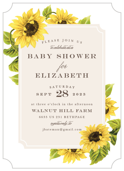 Sunflower baby sale invitations