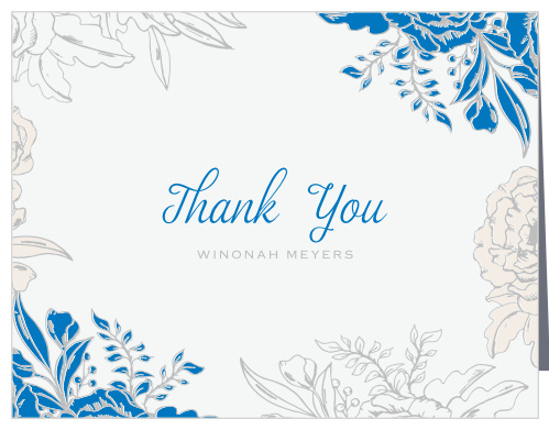 Blue Contrast Bridal Shower Thank You Cards