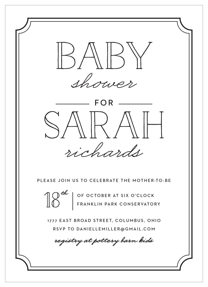 Clean Typography Baby Shower Invitations