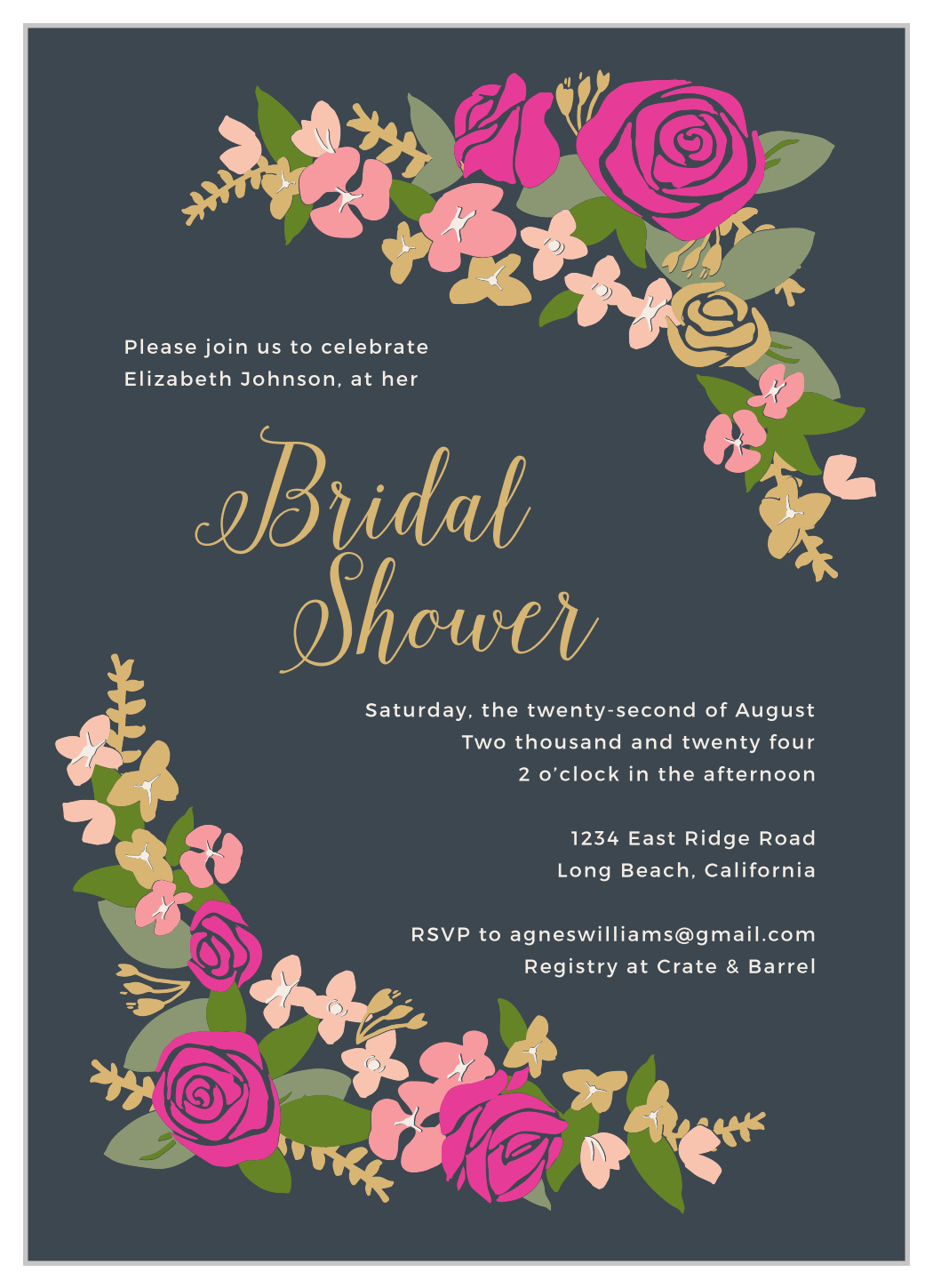 Bright Wreath Bridal Shower Invitations