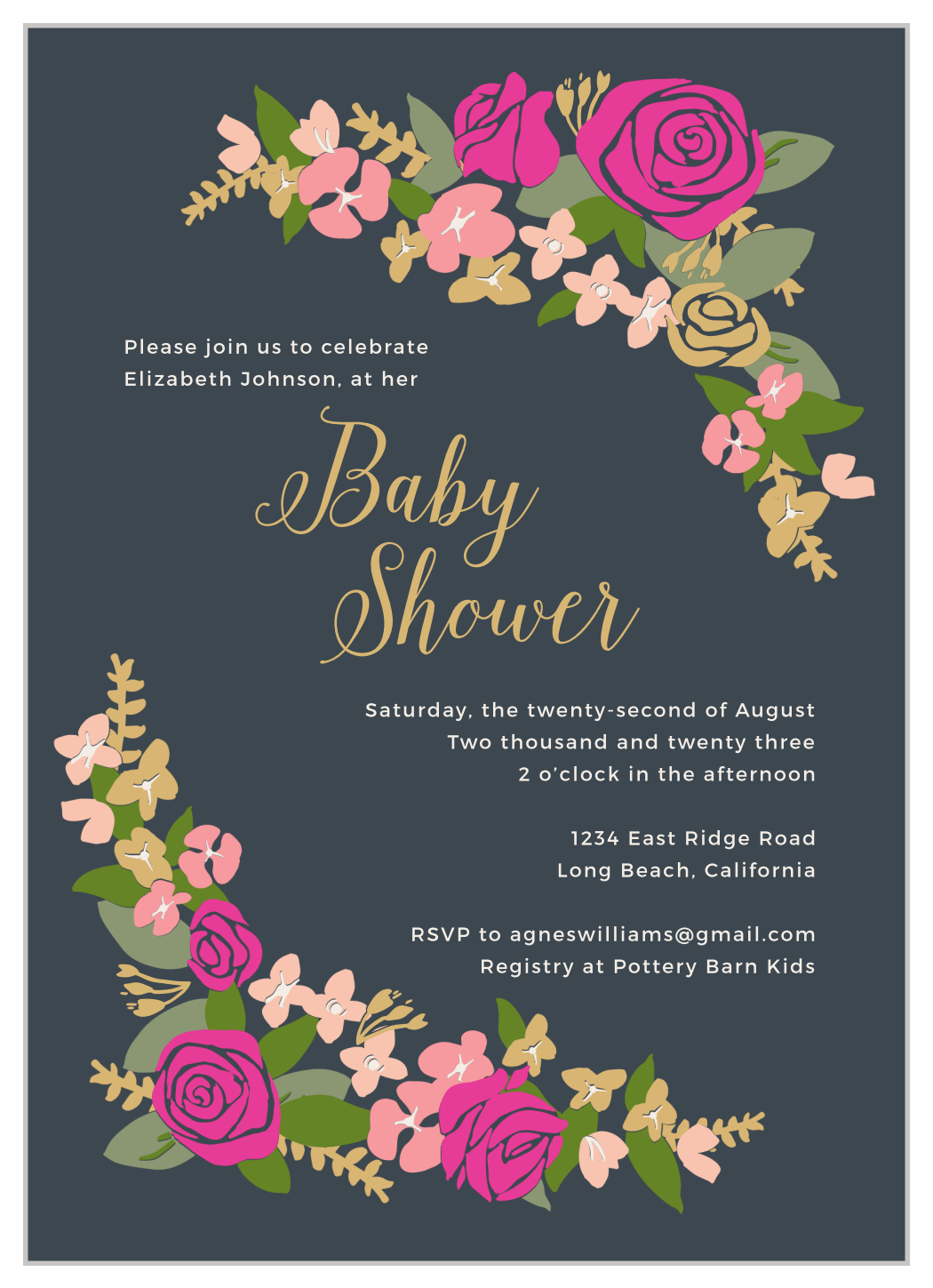 Bright Wreath Baby Shower Invitations