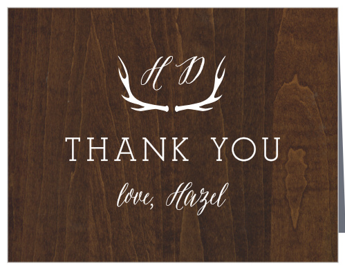 Woodgrain Antlers Bridal Shower Thank You Cards