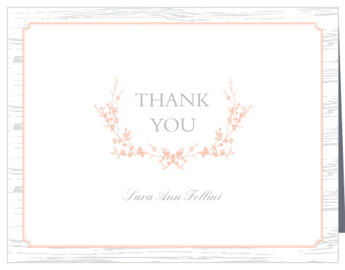 Wreathed Woodgrain Bridal Shower Thank You Cards