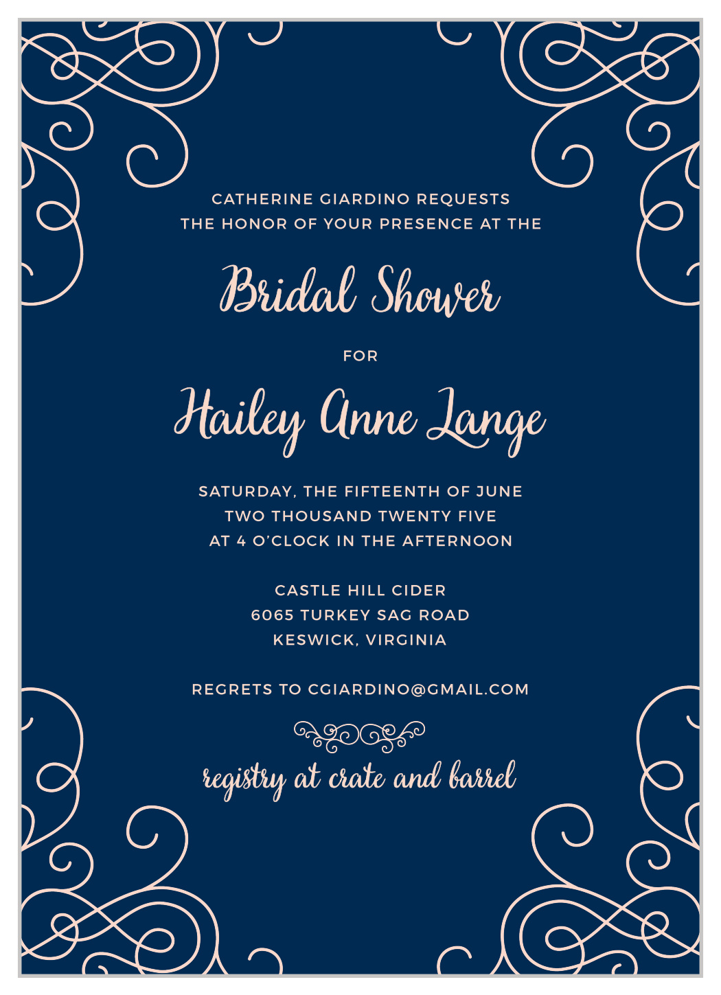 Swirled Simplicity Bridal Shower Invitations
