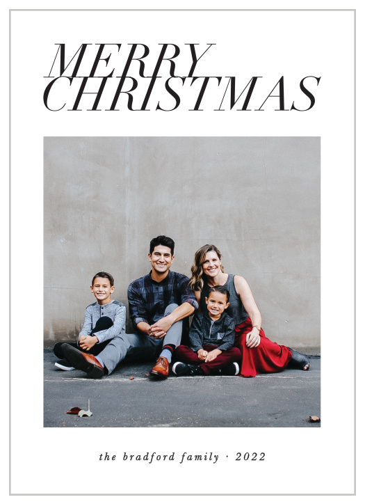 Modern Minimalist Christmas Cards turn your Christmas joy into something you can share with all of your friends and family. With an incredibly easy-to-read typeface above your favorite photo, these cards help you wish your friends and family all of the best- without being over the top.