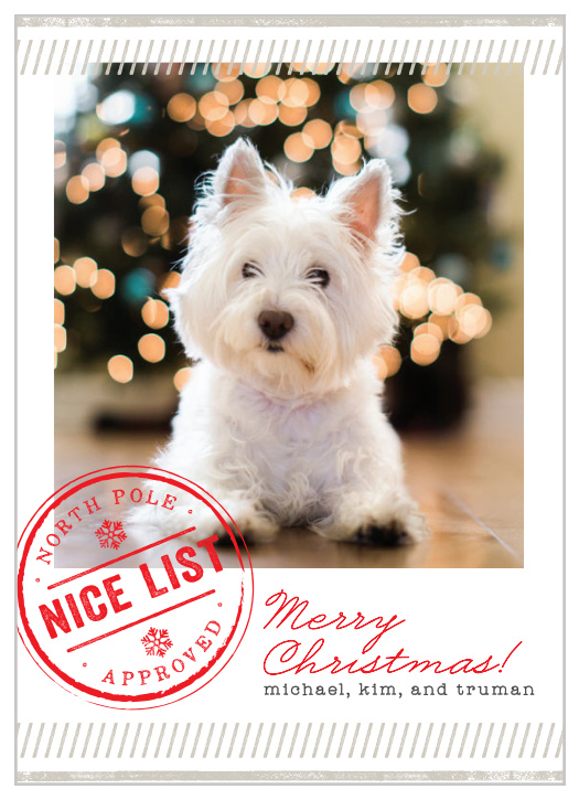 Send your warmest regards to your friends and family this holiday season with our Nice List Christmas Cards! 