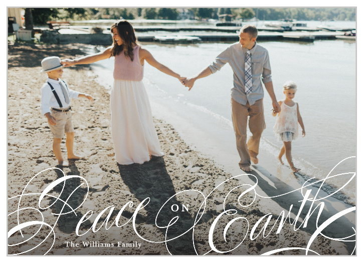 Send the spirit of world peace with our Peace On Earth Calligraphy Christmas Cards. 