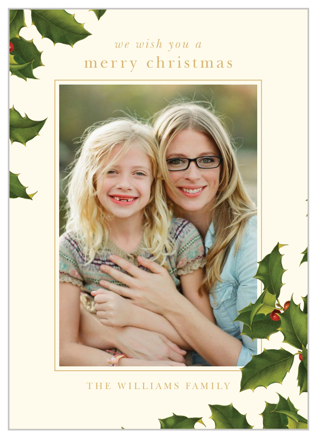 Traditional Holly Christmas Cards